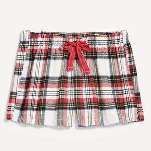 Old Navy White tartan flannel pajama shorts for women drawstring 2.5” women XXL